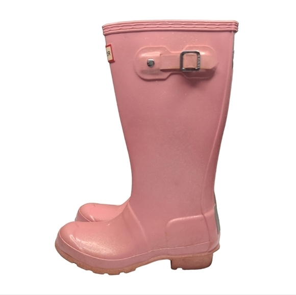 Hunter Light Pink Shimmer Tall Rain Boots Girls 3 - Picture 6 of 13